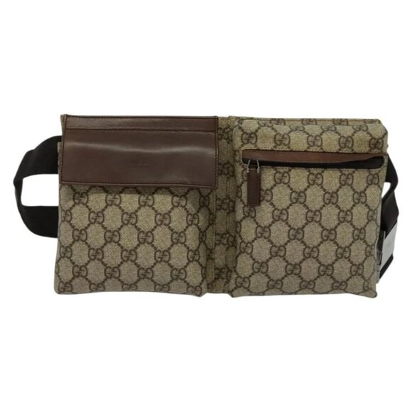 GUCCI GG Supreme Waist bag PVC Beige Silver - Picture 1 of 16
